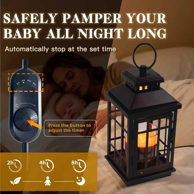 Lantern Candle Warmer with Timer Enclosed Metal Cross Design, Flameless Dimmable Warmer for Large Jar Candles, alternate
