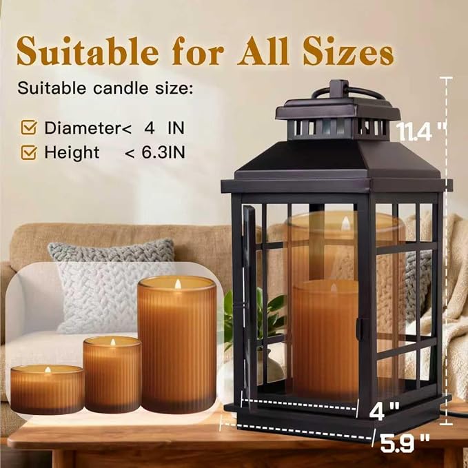 Lantern Candle Warmer with Timer Enclosed Metal Cross Design, Flameless Dimmable Warmer for Large Jar Candles, alternate