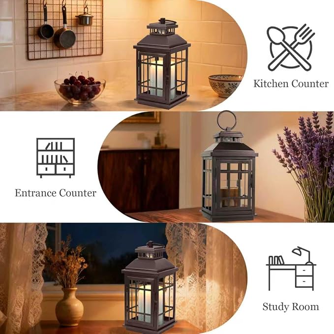 Lantern Candle Warmer with Timer Enclosed Metal Cross Design, Flameless Dimmable Warmer for Large Jar Candles, alternate