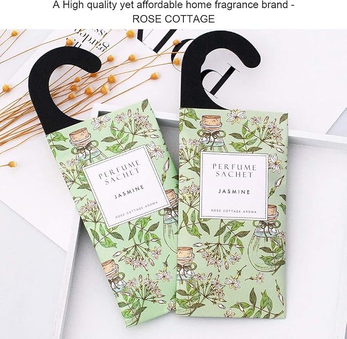 Large 12 Packs Jasmine Hanging Closet Deodorizer Air Freshener Long Lasting Scented Sachets Smell Goods for House, alternate