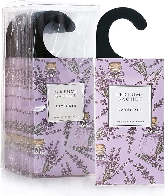 Large 12 Packs Lavender Hanging Closet Deodorizer Air Freshener Long Lasting Scented Sachets Smell Goods for House, product