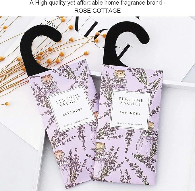 Large 12 Packs Lavender Hanging Closet Deodorizer Air Freshener Long Lasting Scented Sachets Smell Goods for House, alternate