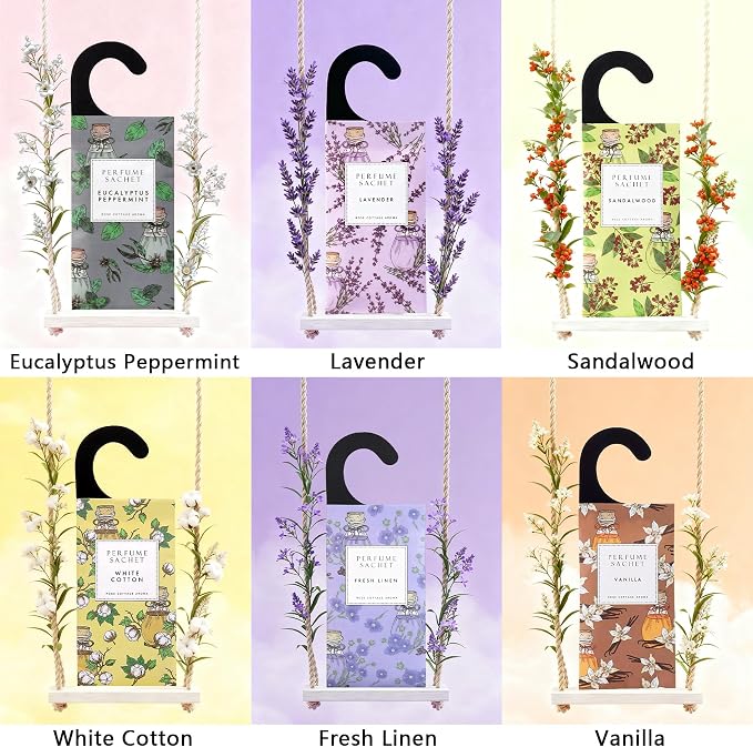 Large 12 Packs Vanilla Hanging Closet Air Freshener Scented Sachets Long Lasting Smell Goods, alternate product view 3