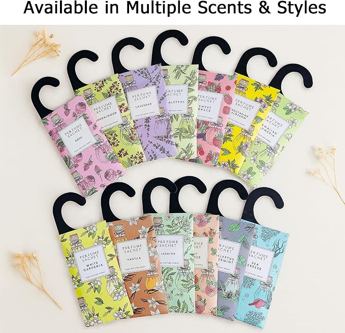 Large 12 Packs White Gardenia Hanging Closet Deodorizer Air Freshener Long Lasting Scented Sachets Smell Goods for House