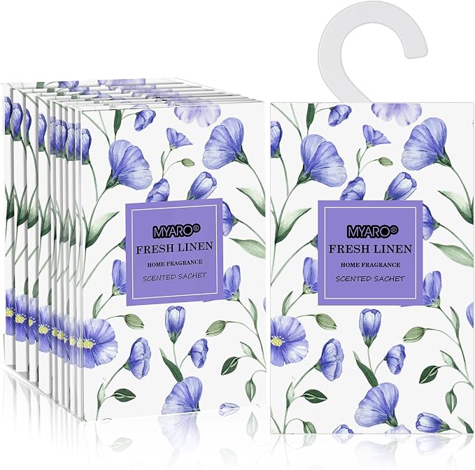 Large 12 Pcs Linen Scented Sachets for Drawer and Closet, Long-Lasting Sachets Bags Air Freshener Fresh Scents, Hanging