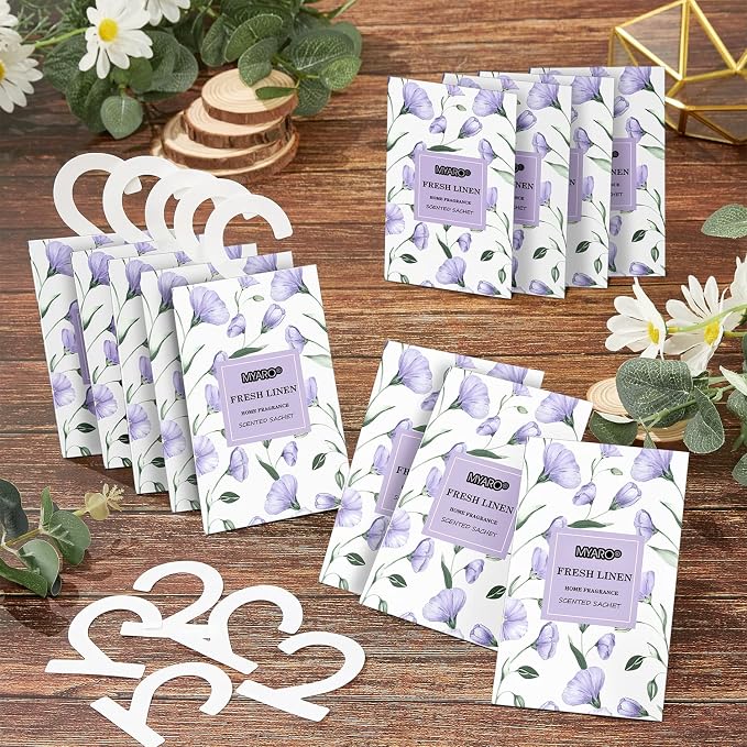 Large 12 Pcs Linen Scented Sachets for Drawer and Closet, Long-Lasting Sachets Bags Air Freshener Fresh Scents, Hanging
