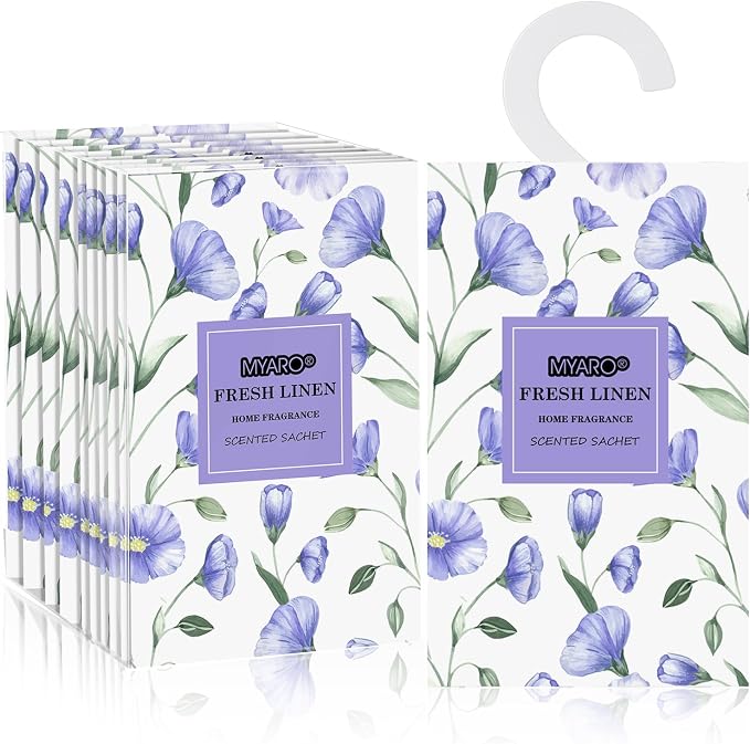 Large 12 Pcs Linen Scented Sachets for Drawer and Closet, Long-Lasting Sachets Bags Air Freshener Fresh Scents, Hanging