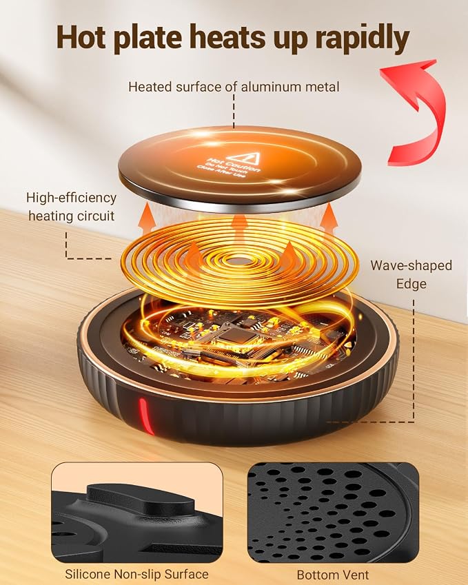 Large Candle Warmer Plate - Coffee Cup Mug Warmer for Desk, Candle Melter, Electric Mug Heater for Beverages, Milk & Tea