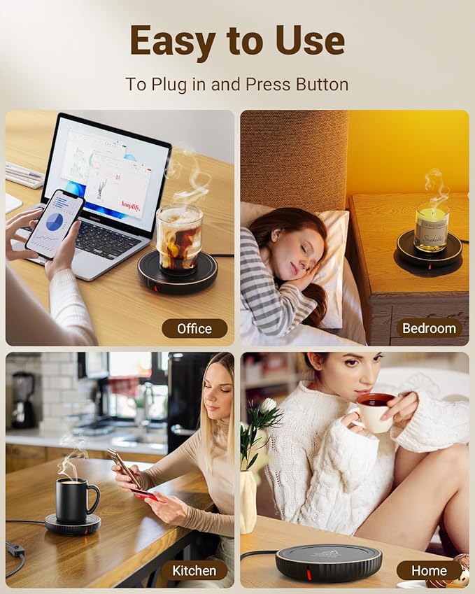 Large Candle Warmer Plate - Coffee Cup Mug Warmer for Desk, Candle Melter, Electric Mug Heater for Beverages, Milk & Tea
