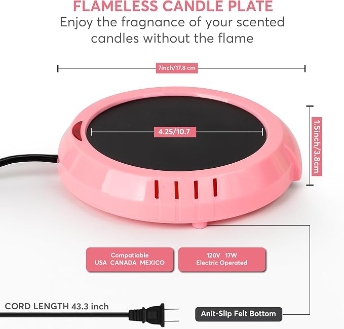 Large Candle Warmer Plate Safely Releases Scents Without a Flame - Used as Candle Jar Warmer, Coffee Warmer, Mug Warmer, Cup