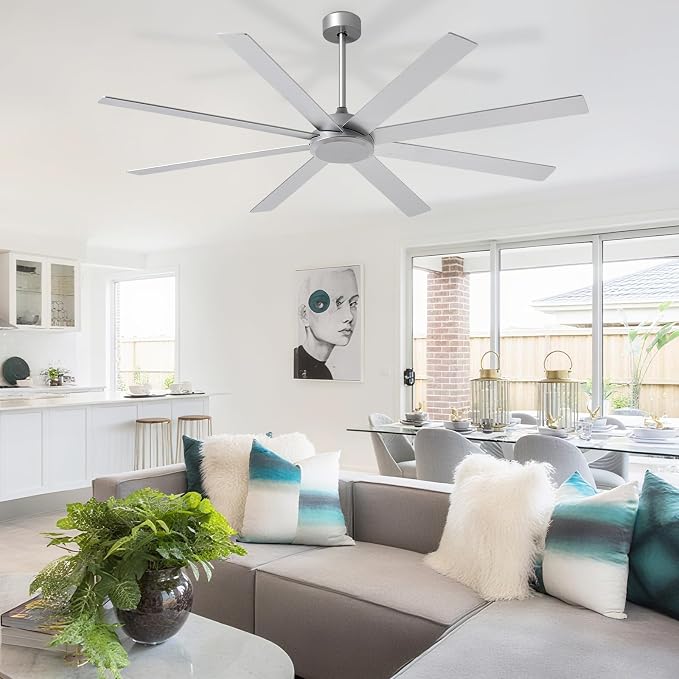 Large Ceiling Fan without Light: 72 Inch Indoor/Outdoor Fan Reversible DC Motor 6 Speed - Dual 8 Blades Big Ceiling Fans with