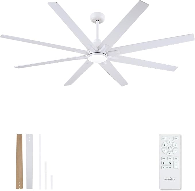 Large Ceiling Fans with Lights, 72 Inch Ceiling Fan with Remote for Bedroom Living Room Kitchen Library Cafe