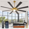 Large Ceiling Fans with Lights: Modern 72 Inch 8 Blade Outdoor Ceiling Fan with Remote APP Control - Dimmable Black Gold Big
