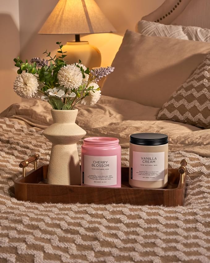 Large Cherry Blossom Scented Candle, 19.4oz Natural Soy Wax, 110-Hour Long Lasting, alternate product view 7