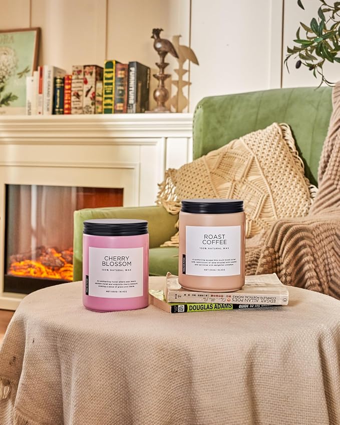 Large Cherry Blossom Scented Candle, 19.4oz Natural Soy Wax, 110-Hour Long Lasting, alternate product view 8