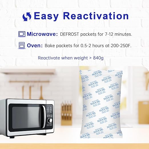 Large Desiccant Packs, 5 Packs 600 Gram Silica Gel Packets Reusable, Dehumidifier Packs for Car Desiccant, Large Moisture