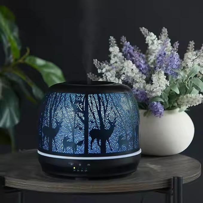 Large Essential Oil Aromatherapy Diffuser for Home Bedroom Metal Hollow Decorative Room Ultrasonic Air Scent Mist Aroma