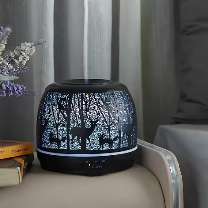 Large Essential Oil Aromatherapy Diffuser for Home Bedroom Metal Hollow Decorative Room Ultrasonic Air Scent Mist Aroma