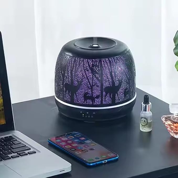 Large Essential Oil Aromatherapy Diffuser for Home Bedroom Metal Hollow Decorative Room Ultrasonic Air Scent Mist Aroma