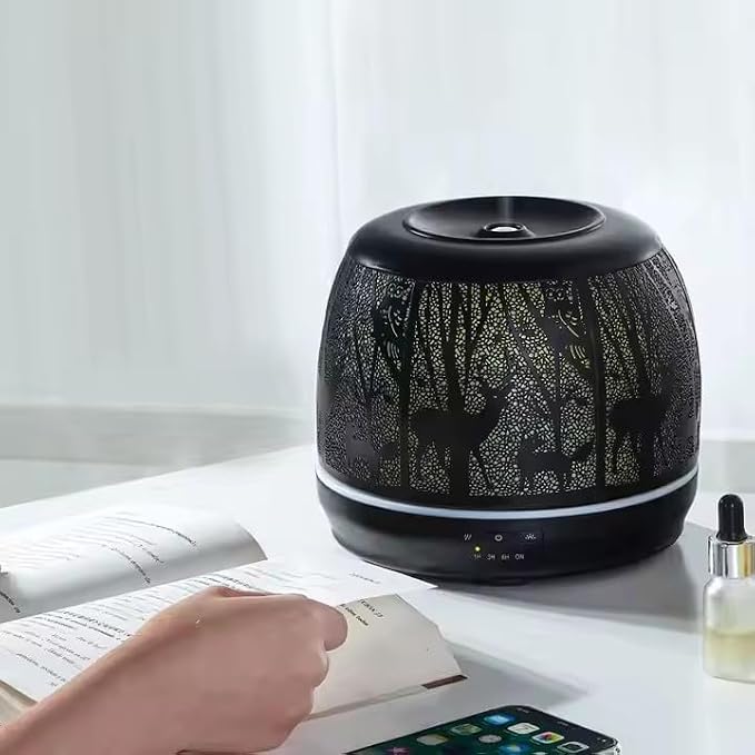 Large Essential Oil Aromatherapy Diffuser for Home Bedroom Metal Hollow Decorative Room Ultrasonic Air Scent Mist Aroma