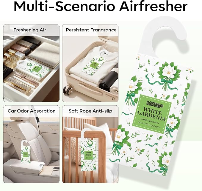 Large Hanging Sachets Scented for Home 12 Pcs Potpourri Bags Long Lasting Air Freshener for Closet Drawer Car House (White