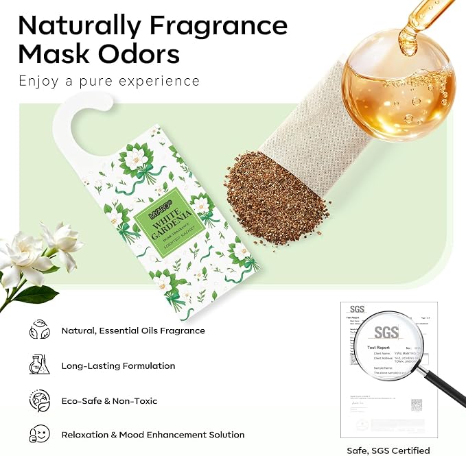 Large Hanging Sachets Scented for Home 12 Pcs Potpourri Bags Long Lasting Air Freshener for Closet Drawer Car House (White