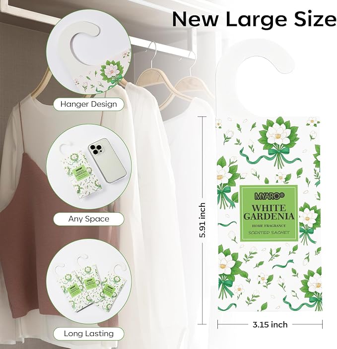 Large Hanging Sachets Scented for Home 12 Pcs Potpourri Bags Long Lasting Air Freshener for Closet Drawer Car House (White
