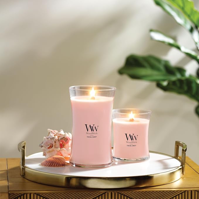 Large Hourglass Candle Coastal Sunset Scent Crackles as it burns Premium Soy Blend Wax 21oz Perfect for gifting, alternate