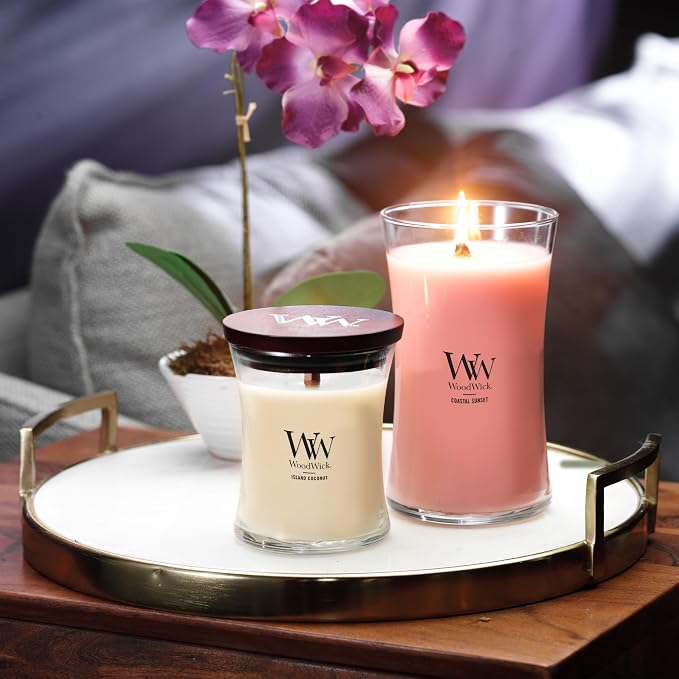 Large Hourglass Candle Coastal Sunset Scent Crackles as it burns Premium Soy Blend Wax 21oz Perfect for gifting, alternate