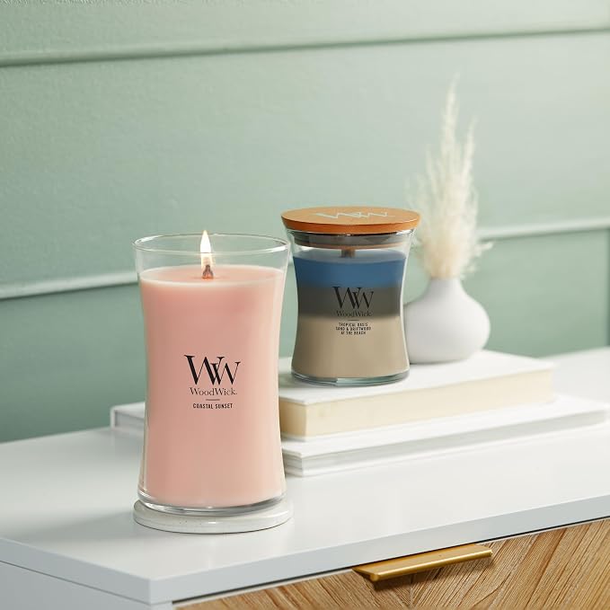 Large Hourglass Candle Coastal Sunset Scent Crackles as it burns Premium Soy Blend Wax 21oz Perfect for gifting, alternate