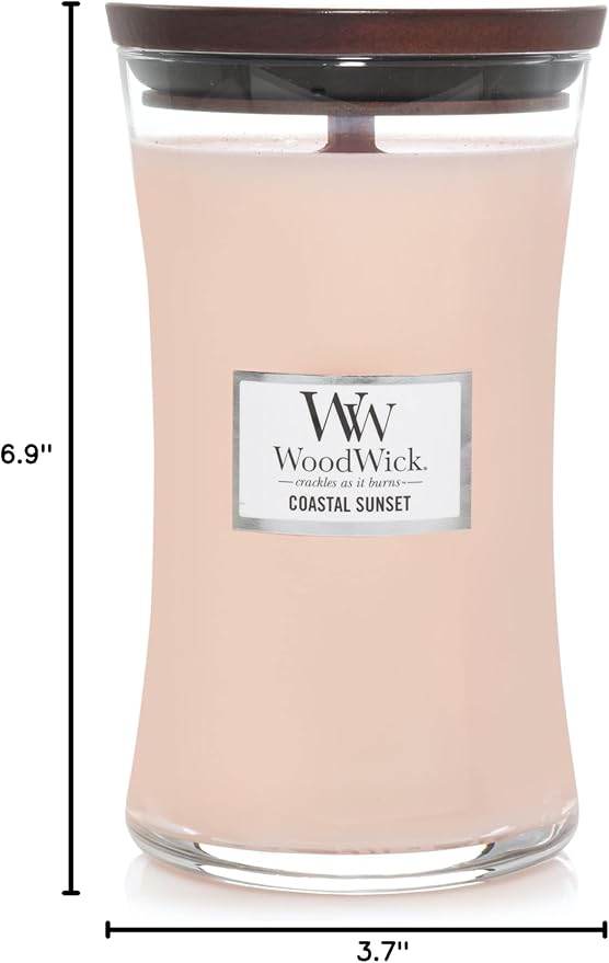 Large Hourglass Candle Coastal Sunset Scent Crackles as it burns Premium Soy Blend Wax 21oz Perfect for gifting, alternate