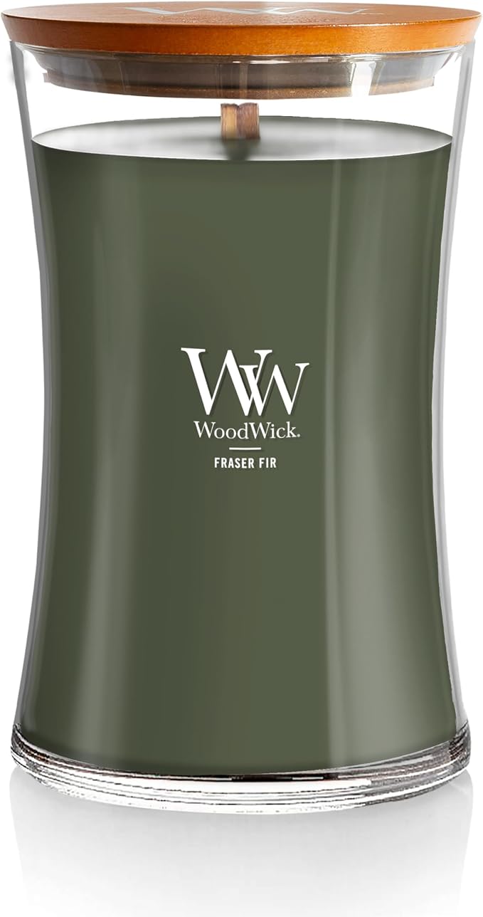 Large Hourglass Candle Fraser Fir - Premium Soy Blend Wax Pluswick Innovation Made in USA, product image