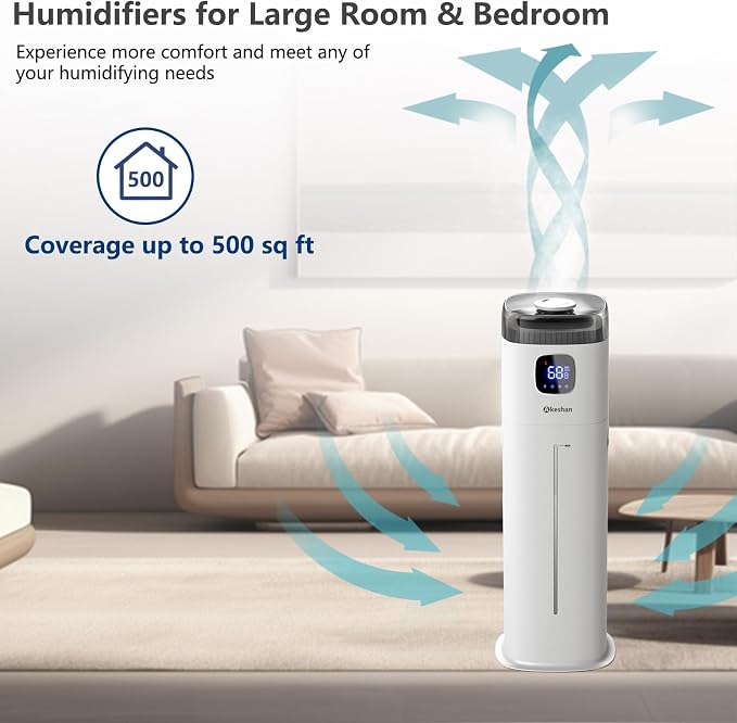 Large Humidifier for Bedroom, 9L/2.5Gal Ultrasonic Cool Mist, Easy Clean with 350ML/H Large Mist Speed, Remote control, Quiet