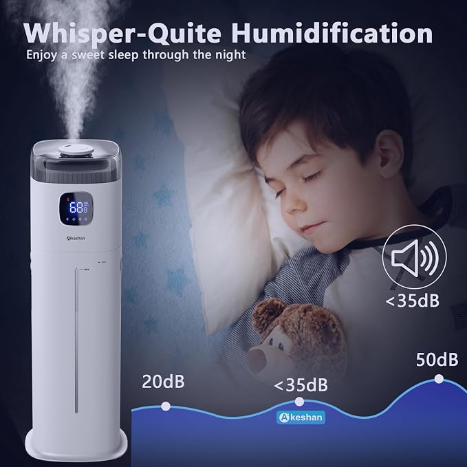 Large Humidifier for Bedroom, 9L/2.5Gal Ultrasonic Cool Mist, Easy Clean with 350ML/H Large Mist Speed, Remote control, Quiet