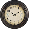 Large Outdoor Clock with Thermometer & Hygrometer – 18 Inch Bronze Vintage Farmhouse Decor Waterproof Wall Clock for Patio