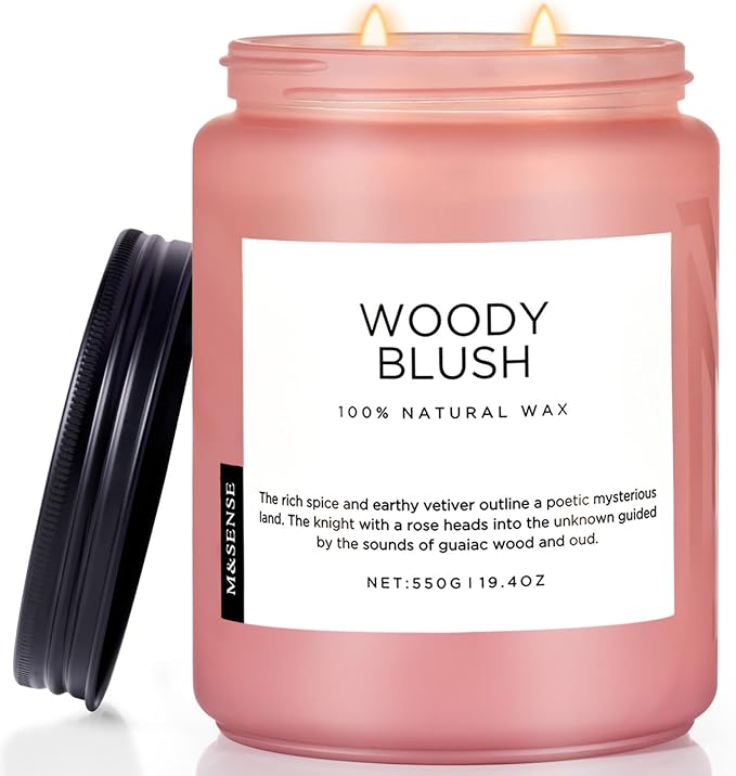Large Rose Oud Soy Candles, 19.4oz Natural Soy Wax, 110-Hour Long Lasting Slow Burning, product image