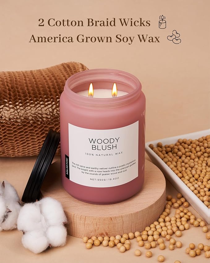 Large Rose Oud Soy Candles, 19.4oz Natural Soy Wax, 110-Hour Long Lasting Slow Burning, alternate product view 3