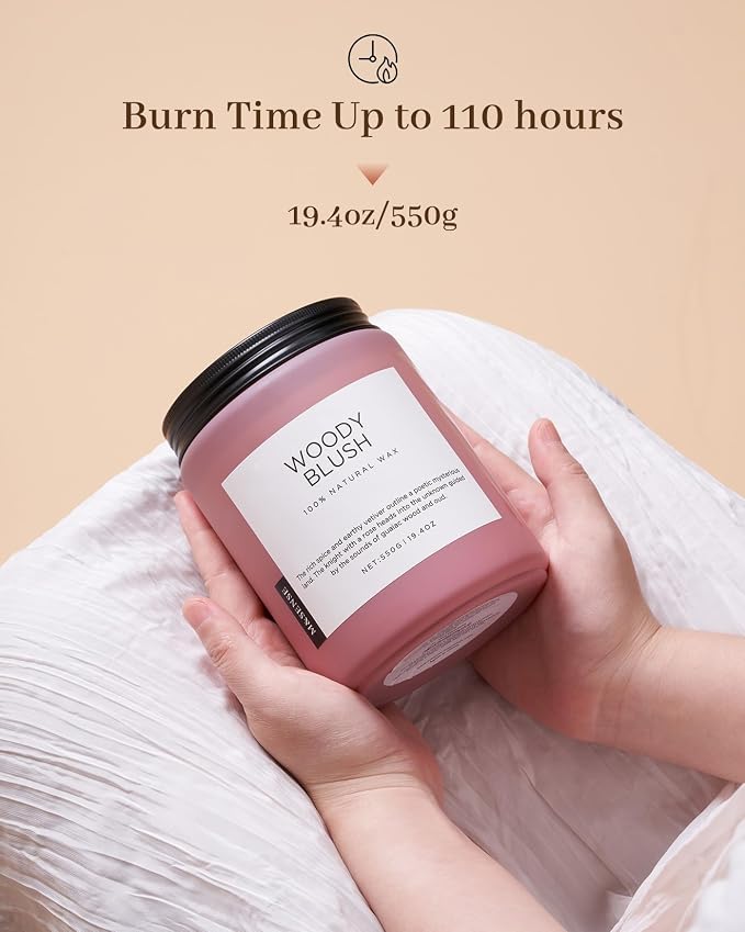 Large Rose Oud Soy Candles, 19.4oz Natural Soy Wax, 110-Hour Long Lasting Slow Burning, alternate product view 4