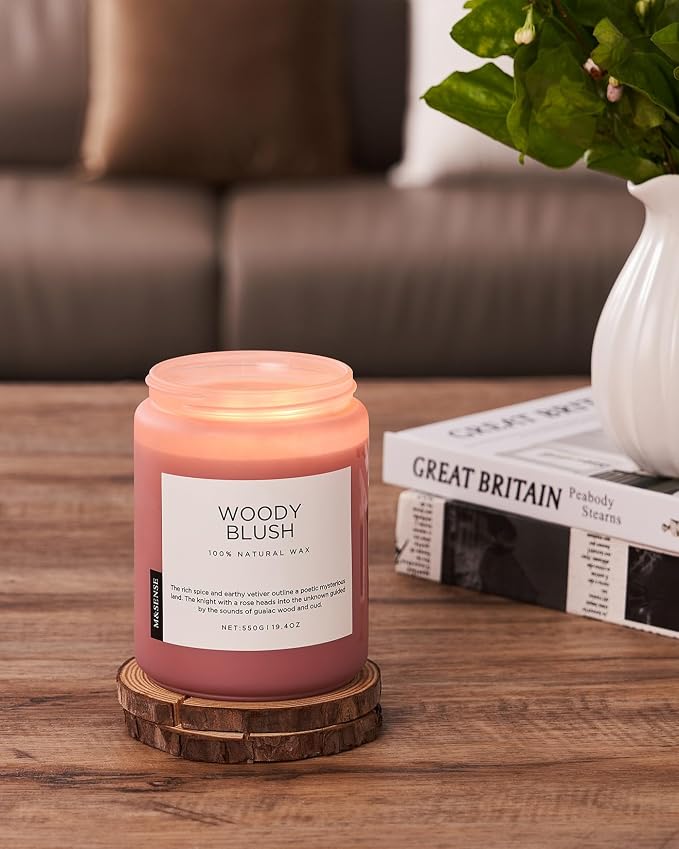 Large Rose Oud Soy Candles, 19.4oz Natural Soy Wax, 110-Hour Long Lasting Slow Burning, alternate product view 5