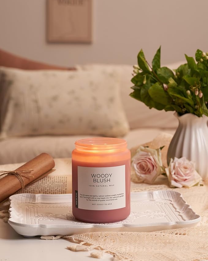 Large Rose Oud Soy Candles, 19.4oz Natural Soy Wax, 110-Hour Long Lasting Slow Burning, alternate product view 6