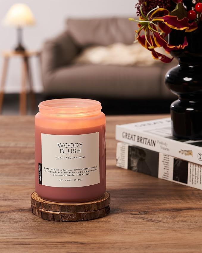 Large Rose Oud Soy Candles, 19.4oz Natural Soy Wax, 110-Hour Long Lasting Slow Burning, alternate product view 7