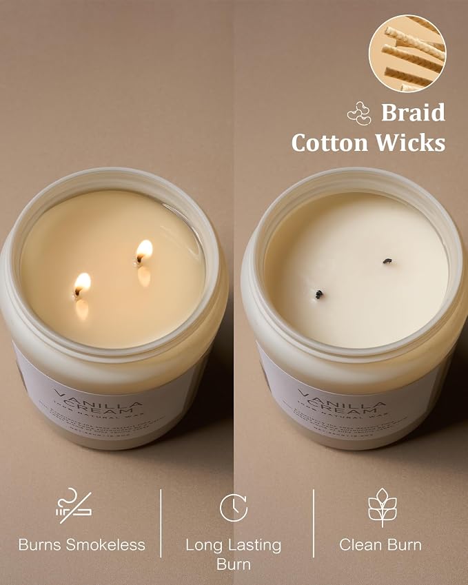 Large Vanilla Scented Candles for Home, 19.4oz Organic Soy Wax, 110-Hour Long Lasting Burning, alternate product view 5
