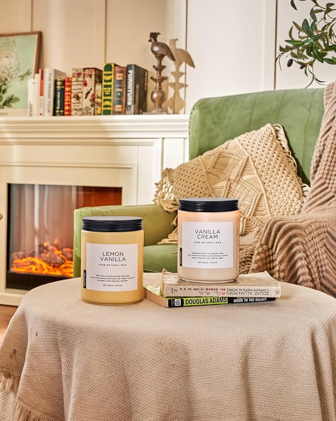 Large Vanilla Scented Candles for Home, 19.4oz Organic Soy Wax, 110-Hour Long Lasting Burning, alternate product view 8