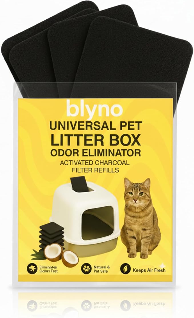 Lasts Up to 2 Years - Upgraded Universal Odor Eliminator for Hooded Cat Litter Box Deodorizer,Natural Coconut Shell Activated