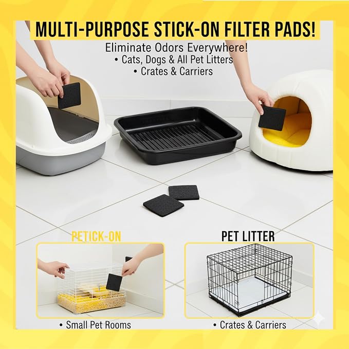 Lasts Up to 2 Years - Upgraded Universal Odor Eliminator for Hooded Cat Litter Box Deodorizer,Natural Coconut Shell Activated
