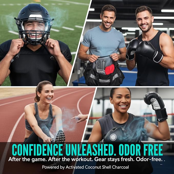 Lasts Up to 3 Years – Wearable Shoe Deodorizer Pad- Coconut Shell Charcoal Odor Absorber for Shoes, Gym Bags, Boxing Gloves