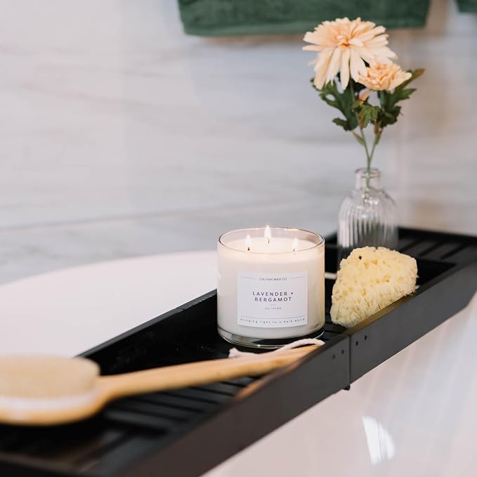 Lavender & Bergamot 3 Wick Scented Candle cotton, alternate product view 8