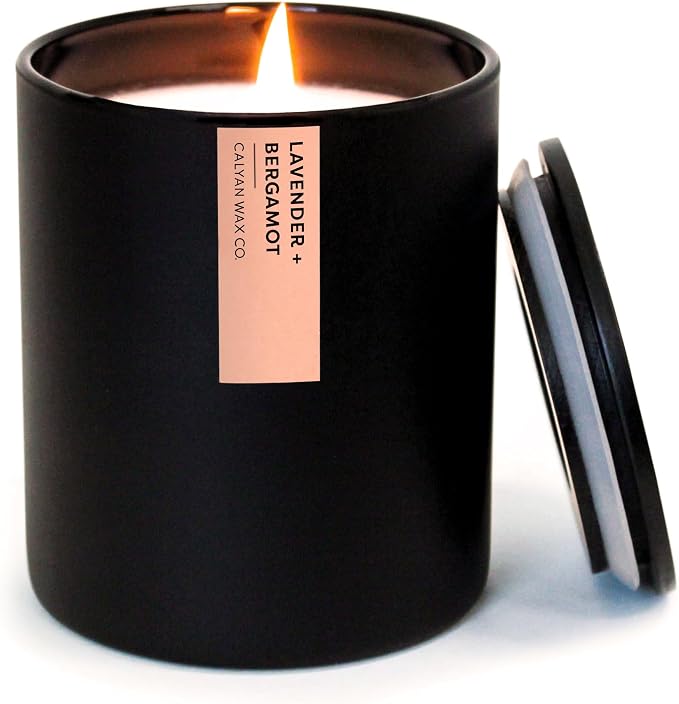 . Lavender & Bergamot Scented Candle - 75 Hour Burn - Luxury made from natural materials Soy Wax Candles, product image