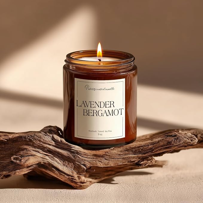 Lavender & Bergamot Scented Candles for Home, Natural Soy Wax Aromatherapy made from natural materials Candle Gifts for