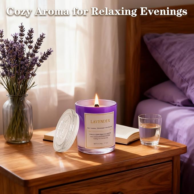 Lavender Candle Gift Set – 2 Pack Wood Wick Soy Wax Scented Candles with Gift Boxes, alternate product view 5